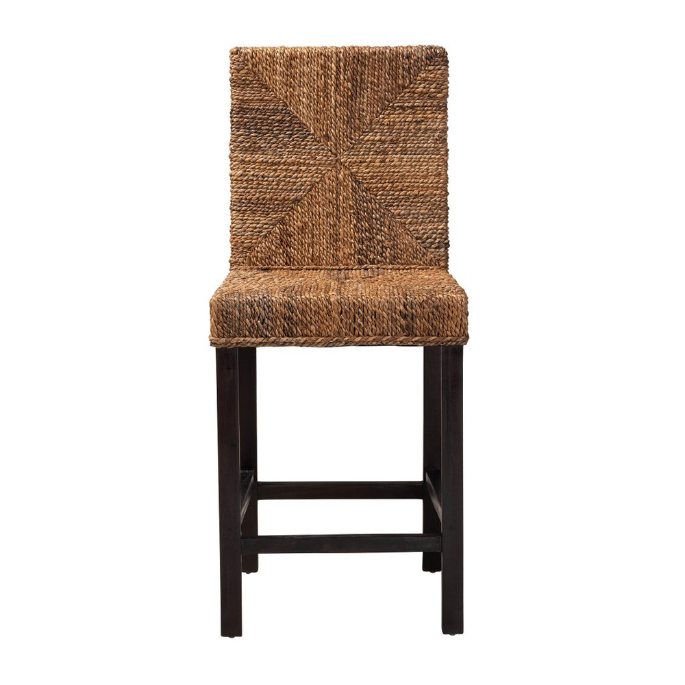Baxton Studio bali Laymi Modern Bohemian Counter Stool - Handcrafted Dark Mahogany & Seagrass for Comfort & Style Laymi-Mahogany-CS