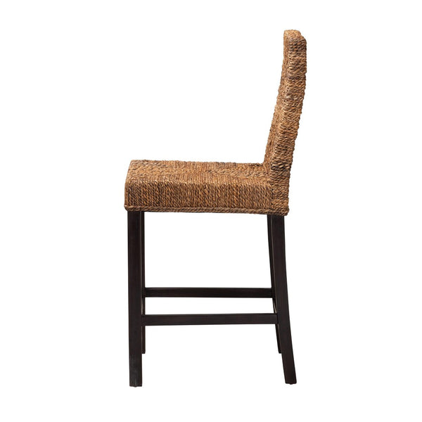 Baxton Studio bali Laymi Modern Bohemian Counter Stool - Handcrafted Dark Mahogany & Seagrass for Comfort & Style Laymi-Mahogany-CS