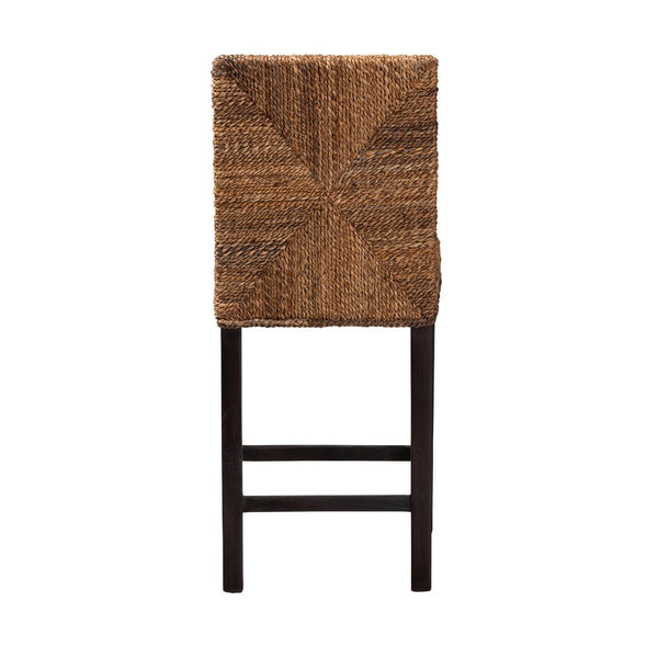 Baxton Studio bali Laymi Modern Bohemian Counter Stool - Handcrafted Dark Mahogany & Seagrass for Comfort & Style Laymi-Mahogany-CS
