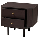 Baxton Studio Norwood Modern Transitional Two-Tone Black and Espresso Brown Finished Wood 2-Drawer End Table