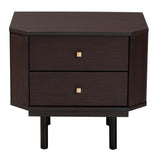 Baxton Studio Norwood Modern Transitional Two-Tone Black and Espresso Brown Finished Wood 2-Drawer End Table