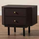 Baxton Studio Norwood Modern Transitional Two-Tone Black and Espresso Brown Finished Wood 2-Drawer End Table