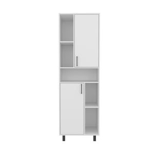 English Elm Bentonia Pantry Cabinet White – Engineered Wood, Adjustable Shelves, Slim 43.7" L x 20.5" W storage B092P315580