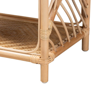 Baxton Studio bali Bali Baara Modern Bohemian Rattan Nightstand - Handwoven Bedside Table with Open Shelves & Rustic Charm WS012-Rattan-NS