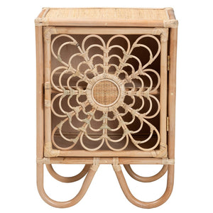 Baxton Studio bali Acelin Modern Bohemian Rattan Nightstand with Sculptural Design & Organized Storage Solution WS016-Rattan-NS