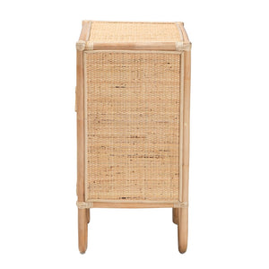 Baxton Studio bali Acelin Modern Bohemian Rattan Nightstand with Sculptural Design & Organized Storage Solution WS016-Rattan-NS
