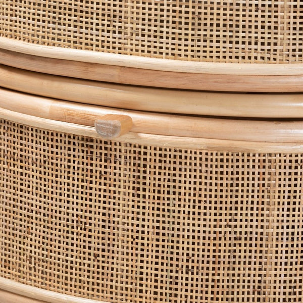 Baxton Studio bali Oleta Modern Bohemian Natural Rattan Nightstand with 2 Drawers for Stylish Bedroom Storage WS017-Rattan-NS