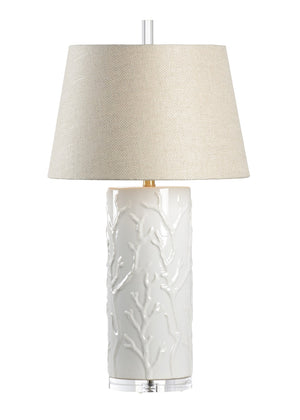 Wildwood Beaufort Coastal Table Lamp With Raised Coral Ceramic, Clear Acrylic Base, High-Gloss White Finish 13152