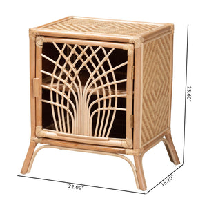 Baxton Studio bali Danna Handcrafted Modern Bohemian Rattan Nightstand - Unique Storage & Warm Aesthetic Touch WS025-Rattan-NS