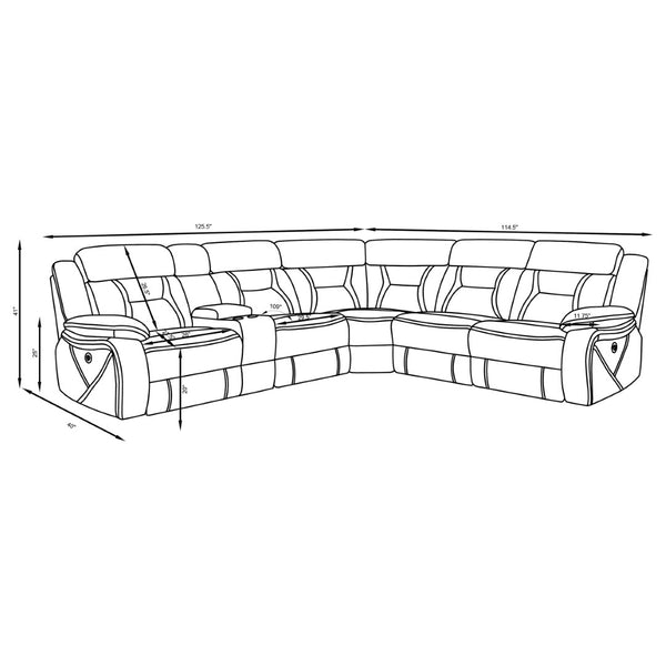 English Elm Barton Power Reclining Sectional with Gel Foam and Faux Suede for Media Rooms B062S01554
