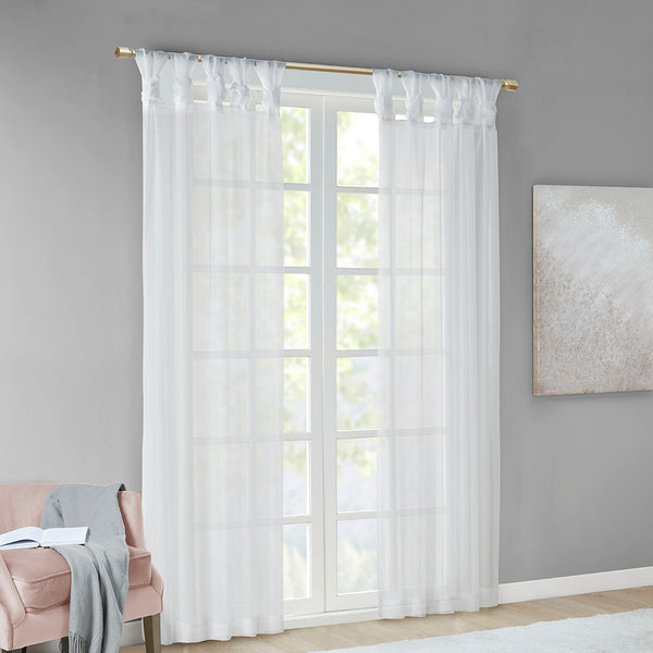 JLA Home Madison Park - Twist Voile Sheer Panels with Twist-Tab Header, OEKO-TEX Certified Light-Filtering Drapes for Rooms White MP40-5467