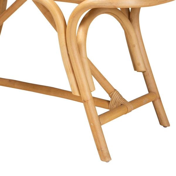 Baxton Studio bali Bali Septa Handcrafted Natural Rattan Accent Bench – Bohemian Oval Seat for Versatile Home Style Septa-Rattan-Bench