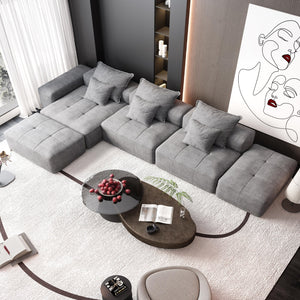 English Elm Modern Oversized Modular Sectional Sofa – Luxurious Chenille Fabric With 6 Pillows, No Assembly Needed! W1885S00072