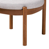 Baxton Studio Iliana Japandi Greyish Beige Fabric and Walnut Brown Finished Wood Ottoman Footstool