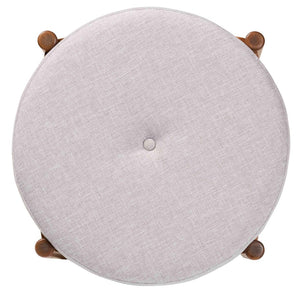 Baxton Studio Baxton Studio Iliana Japandi Ottoman - Stylish Greyish Beige Footstool with Walnut Brown Legs BBT5454-Greyish Beige/Walnut-Stool