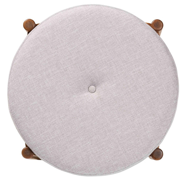 Baxton Studio Baxton Studio Iliana Japandi Ottoman - Stylish Greyish Beige Footstool with Walnut Brown Legs BBT5454-Greyish Beige/Walnut-Stool