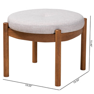 Baxton Studio Baxton Studio Iliana Japandi Ottoman - Stylish Greyish Beige Footstool with Walnut Brown Legs BBT5454-Greyish Beige/Walnut-Stool