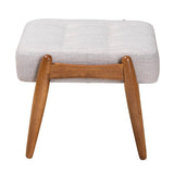 Baxton Studio Jeanine Japandi Greyish Beige Fabric and Walnut Brown Finished Wood Ottoman Footstool