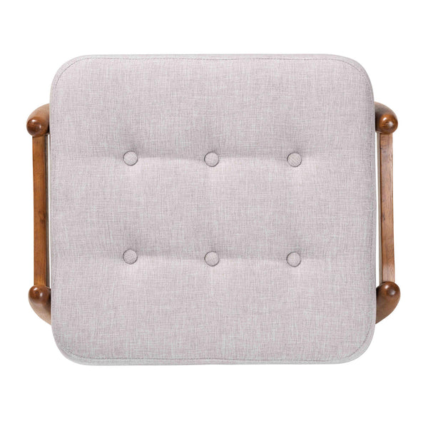 Baxton Studio Jeanine Japandi Greyish Beige Fabric and Walnut Brown Finished Wood Ottoman Footstool