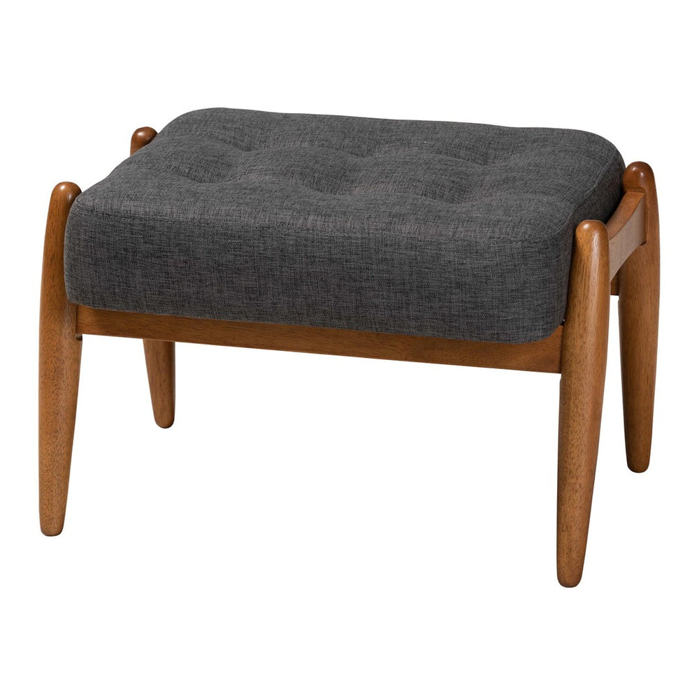 Baxton Studio Baxton Studio Jeanine Japandi Dark Grey Ottoman - Stylish Footstool with Walnut Legs for Every Space BBT5455-Dark Grey/Walnut-Stool