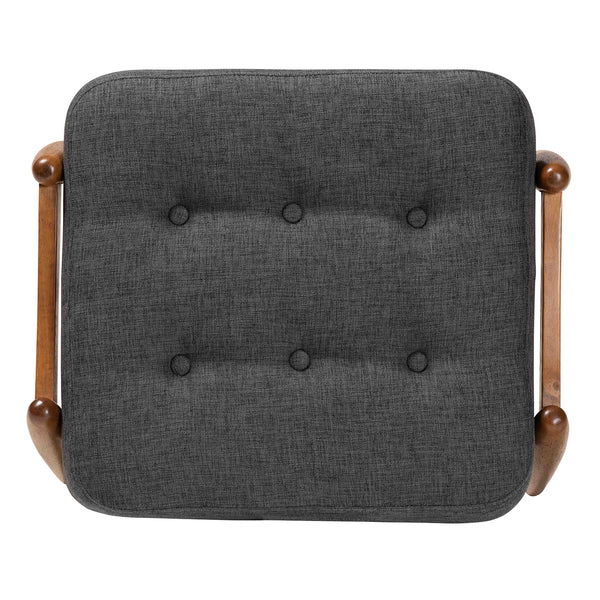 Baxton Studio Jeanine Japandi Dark Grey Fabric and Walnut Brown Finished Wood Ottoman Footstool