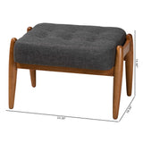 Baxton Studio Jeanine Japandi Dark Grey Fabric and Walnut Brown Finished Wood Ottoman Footstool