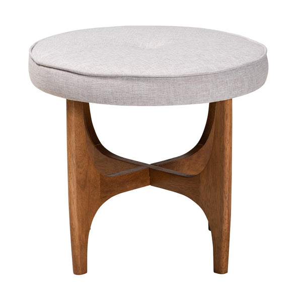 Baxton Studio Baxton Studio Theo Japandi Ottoman - Stylish Greyish Beige Footstool with Walnut Base for Home Decor BBT5456-Greyish Beige/Walnut-Stool
