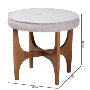 Baxton Studio Baxton Studio Theo Japandi Ottoman - Stylish Greyish Beige Footstool with Walnut Base for Home Decor BBT5456-Greyish Beige/Walnut-Stool