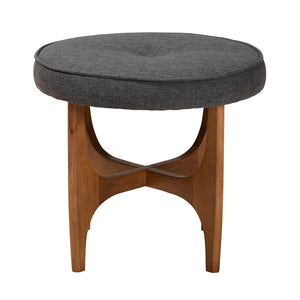 Baxton Studio Baxton Studio Theo Japandi Dark Grey Upholstered Ottoman with Walnut Brown Base - Stylish & Versatile BBT5456-Dark Grey/Walnut-Stool