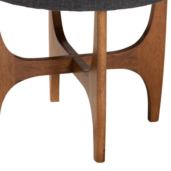 Baxton Studio Baxton Studio Theo Japandi Dark Grey Upholstered Ottoman with Walnut Brown Base - Stylish & Versatile BBT5456-Dark Grey/Walnut-Stool