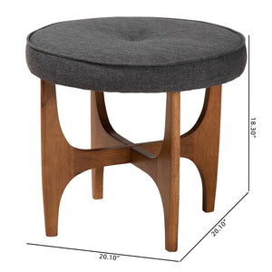 Baxton Studio Baxton Studio Theo Japandi Dark Grey Upholstered Ottoman with Walnut Brown Base - Stylish & Versatile BBT5456-Dark Grey/Walnut-Stool