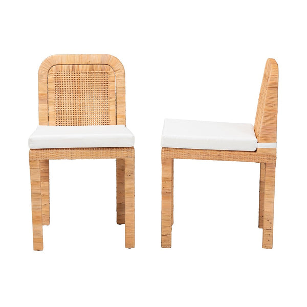 Baxton Studio bali Zariah Modern Bohemian 2-Piece Dining Chair Set in Natural Rattan & Mahogany – Comfort & Style WS14-Mahogany-DC