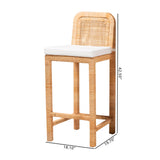 Baxton Studio Zariah Modern Bohemian Natural Brown Rattan and Mahogany Wood Bar Stool