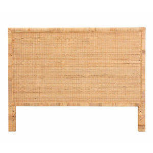 Baxton Studio - Bali & Pari -  Adelyn Modern Bohemian Natural Brown Rattan and Mahogany Wood King Size Headboard