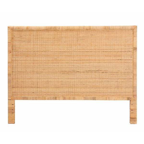 Baxton Studio - Bali & Pari -  Adelyn Modern Bohemian Natural Brown Rattan and Mahogany Wood King Size Headboard