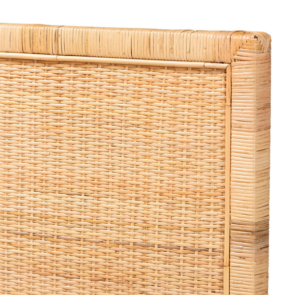 Baxton Studio - Bali & Pari -  Adelyn Modern Bohemian Natural Brown Rattan and Mahogany Wood King Size Headboard