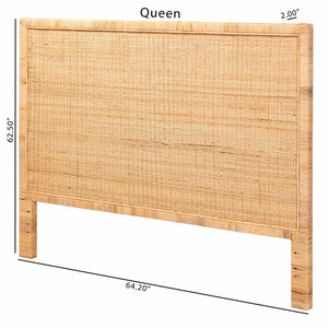 Baxton Studio - Bali & Pari -  Adelyn Modern Bohemian Natural Brown Rattan and Mahogany Wood King Size Headboard