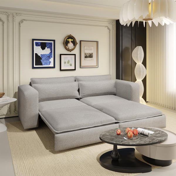 English Elm 93" King Size Sleeper Sofa Bed - 3-In-1 Convertible Couch With Chaise Lounge & Teddy Upholstery W1885S00236