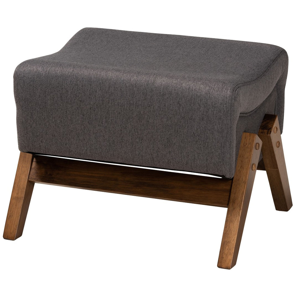 Baxton Studio Baxton Studio Hanson Ottoman - Mid-Century Modern Dark Grey Fabric with Walnut Brown Legs, Versatile Style RAC527-Dark Grey-Otto