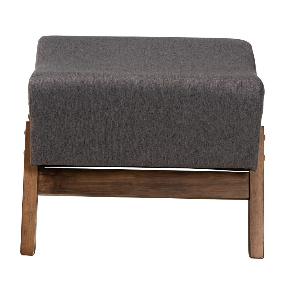 Baxton Studio Baxton Studio Hanson Ottoman - Mid-Century Modern Dark Grey Fabric with Walnut Brown Legs, Versatile Style RAC527-Dark Grey-Otto