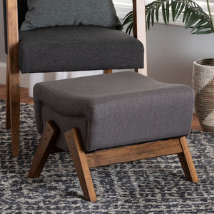 Baxton Studio Baxton Studio Hanson Ottoman - Mid-Century Modern Dark Grey Fabric with Walnut Brown Legs, Versatile Style RAC527-Dark Grey-Otto