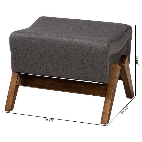 Baxton Studio Baxton Studio Hanson Ottoman - Mid-Century Modern Dark Grey Fabric with Walnut Brown Legs, Versatile Style RAC527-Dark Grey-Otto