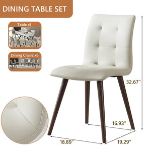 English Elm Dining Chair Set of 2 Mid Century Pu Upholstered Seat with Oak Legs for Any Room W5630P456169