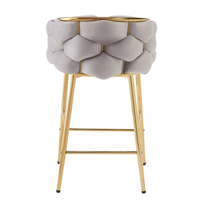 English Elm Christopher Knight Home® - 28'' Velvet Counter Stools Set of 2 with Gold Iron Frame, Plush Back & Footrest for Kitchen Grey N780P199861G