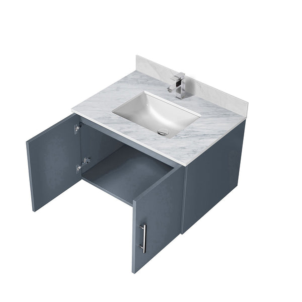 English Elm Dark Grey 30 in. Bath Vanity with Carrara Marble Top, Soft-Close Storage & Chrome Faucet Set—Durable B2731P258572