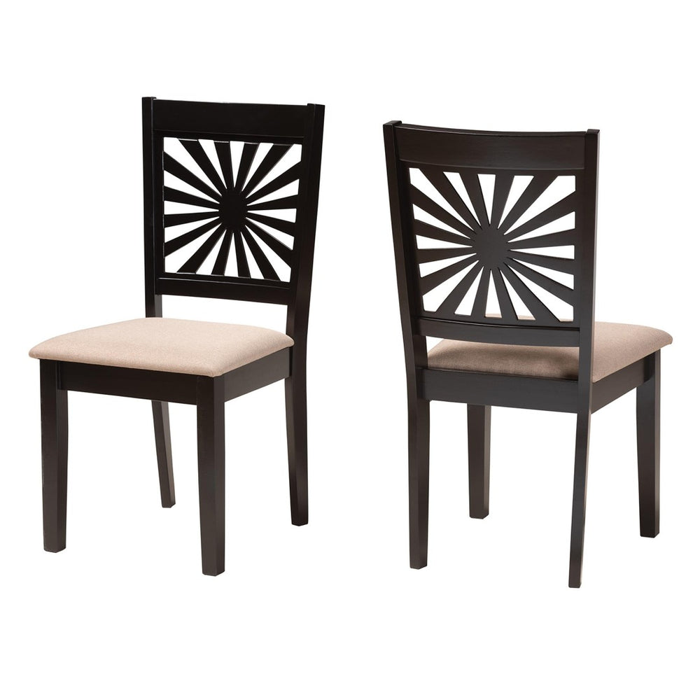 Baxton Studio Baxton Studio Olympia Modern Beige Fabric Dining Chair Set with Espresso Wood Frame, 2-Piece Elegance RH386C-Sand/Dark Brown-DC-2PK