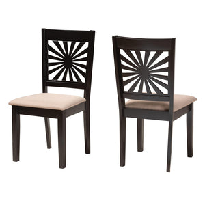 Baxton Studio Baxton Studio Olympia Modern Beige Fabric Dining Chair Set with Espresso Wood Frame, 2-Piece Elegance RH386C-Sand/Dark Brown-DC-2PK
