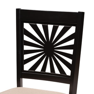 Baxton Studio Baxton Studio Olympia Modern Beige Upholstered Dining Set with Espresso Wood for Chic Spaces 7-Piece RH386C-Sand/Dark Brown-7PC Dining Set