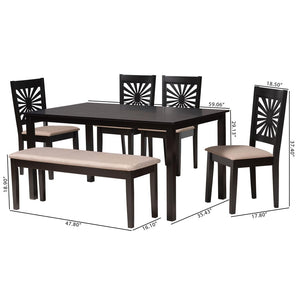 Baxton Studio Baxton Studio Olympia Modern Beige Upholstered Dining Set with Espresso Wood for Chic Spaces 6-Piece RH386C-Sand/Dark Brown-6PC Dining Set
