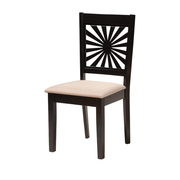 Baxton Studio Baxton Studio Olympia Modern Beige Upholstered Dining Set with Espresso Wood for Chic Spaces 6-Piece RH386C-Sand/Dark Brown-6PC Dining Set